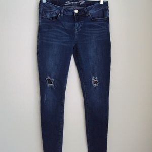 Seven7 Dark Denim Skinny Distressed Jeans